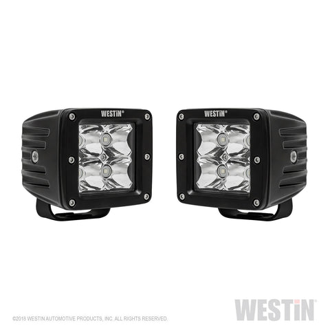 Westin HyperQ LED Auxiliary Light; Pair; 3.2 x 3 in. 5W Cree Flood Beam;