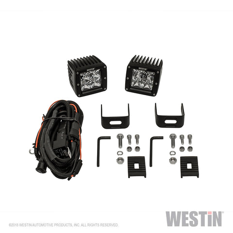 Westin HyperQ LED Auxiliary Light; Pair; 3.2 x 3 in. 5W Cree Flood Beam;
