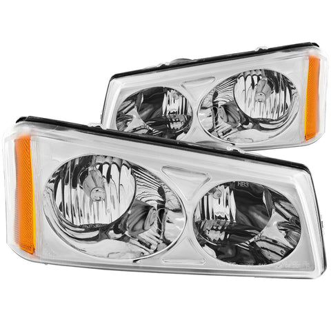 Anzo USA Crystal Headlight Set; Clear Lens; Chrome Housing; Pair;