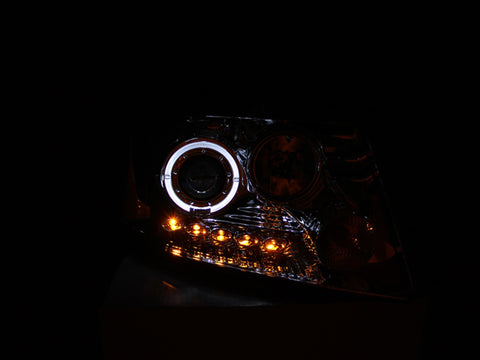 Anzo USA Projector Headlight Set w/Halo; Clear Lens; Black Housing; Pair; w/1 pc. LED;