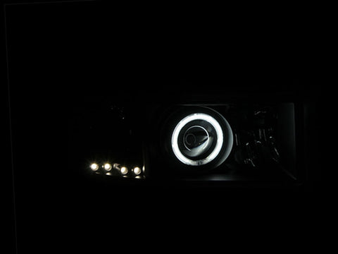 Anzo USA Projector Headlight Set w/Halo; Clear Lens; Black Housing; Pair; CCFL;
