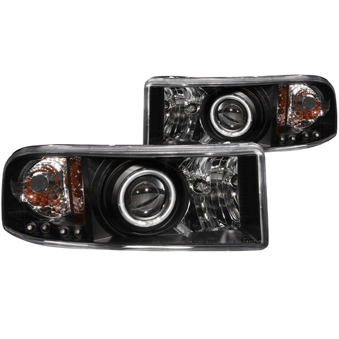 Anzo USA Projector Headlight Set w/Halo; Clear Lens; Black Housing; Pair; CCFL;