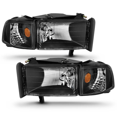 ANZO USA Crystal Headlight Set; Clear Lens; Black Housing; Pair;