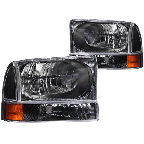 Anzo USA Crystal Headlight Set; Clear Lens; Black Housing; Pair; 2 pc;
