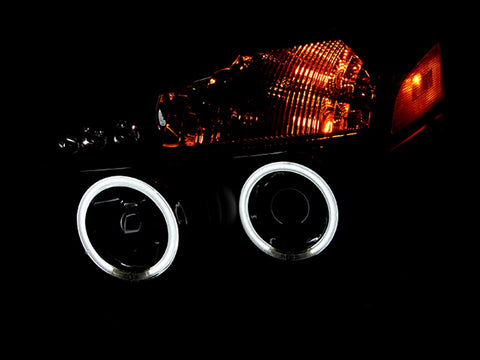 ANZO USA Projector Headlight Set w/Halo; Clear Lens; Black Housing; Pair; CCFL;