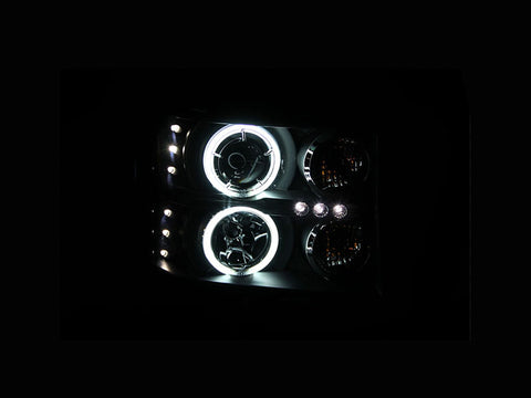 Anzo USA Projector Headlight Set w/Halo; Clear Lens; Black Housing; Pair; CCFL;