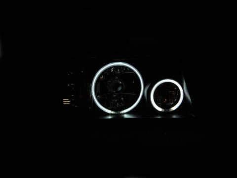 ANZO USA Crystal Headlight Set w/Halo; Clear Lens; Black Housing; Pair; CCFL; 1 pc.;