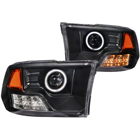 Anzo USA Projector Headlight Set w/Halo; Clear Lens; Black Housing; Pair; CCFL;