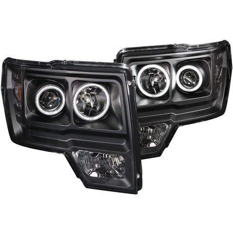 Anzo USA Projector Headlight Set w/Halo; Clear Lens; Black Housing; Pair; CCFL;