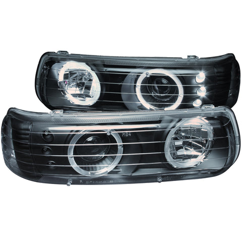 ANZO USA Projector Headlight Set w/Halo; Clear Lens; Black Housing; Pair;