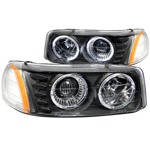 Anzo USA Projector Headlight Set w/Halo; Clear Lens; Black Housing; Pair;