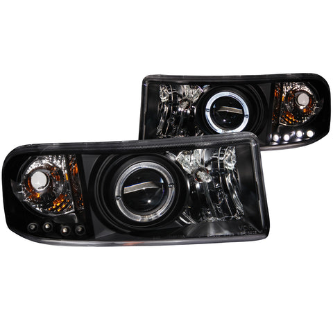Anzo USA Projector Headlight Set w/Halo; Clear Lens; Black Housing; Pair;