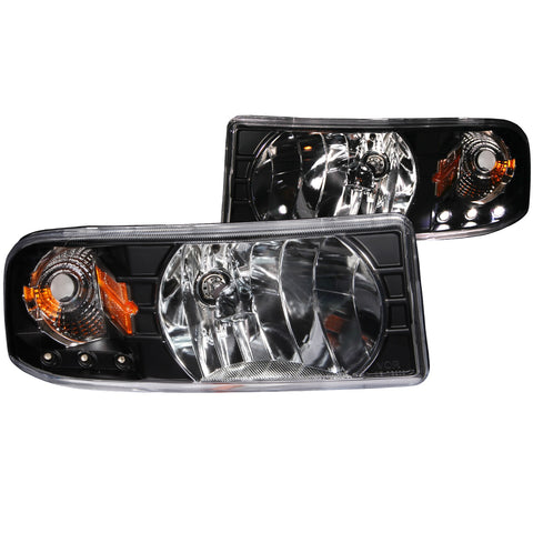 ANZO USA Crystal Headlight Set; Clear Lens; Black Housing; Pair; w/1 pc. LED;