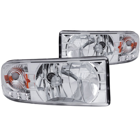 Anzo USA Crystal Headlight Set; Clear Lens; Chrome Housing; Pair; w/1 pc. LED;