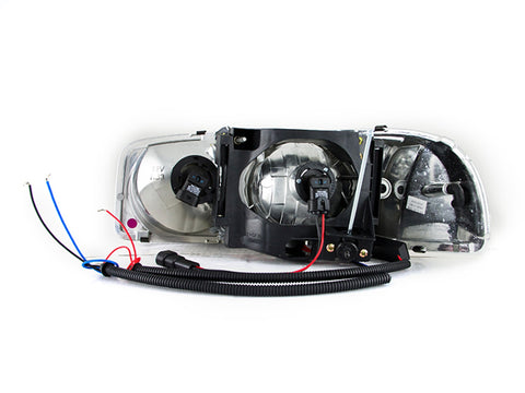 ANZO USA Crystal Headlight Set w/Halo; Clear Lens; Black Housing; Pair; w/1 pc. LED;