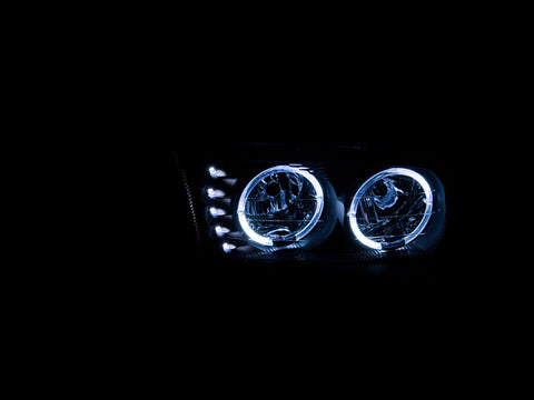 ANZO USA Crystal Headlight Set w/Halo; Clear Lens; Black Housing; Pair; w/1 pc. LED;