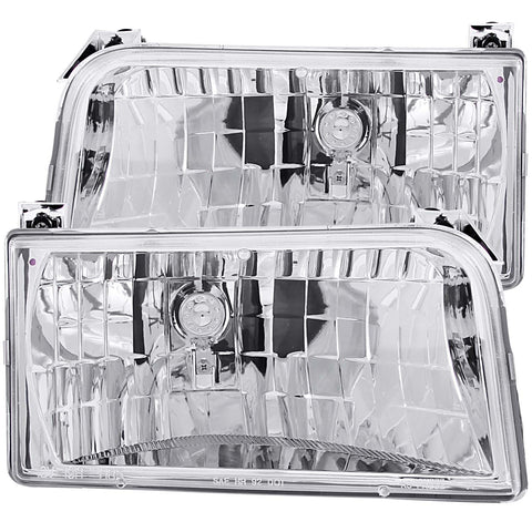 ANZO USA Crystal Headlight Set; Clear Lens; Chrome Housing; Pair;