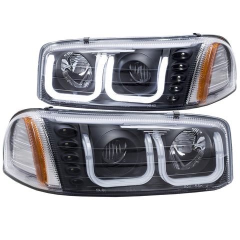 ANZO USA Projector Headlight Set; Clear Lens; Black Housing; Pair; w/U-Bar;