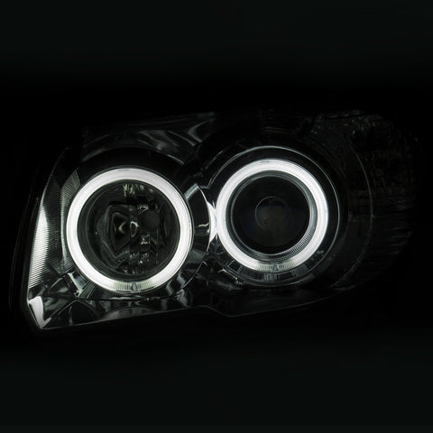 Anzo USA Projector Headlight Set; Clear Lens; Chrome Housing; Pair; w/U-Bar;