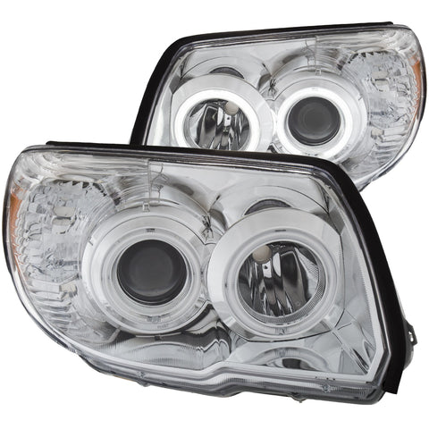 Anzo USA Projector Headlight Set; Clear Lens; Chrome Housing; Pair; w/U-Bar;