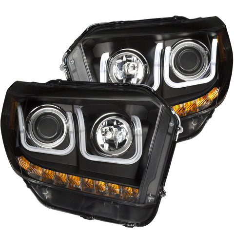 ANZO USA Projector Headlight Set; Clear Lens; Black Housing; Pair; w/U-Bar/DRL;