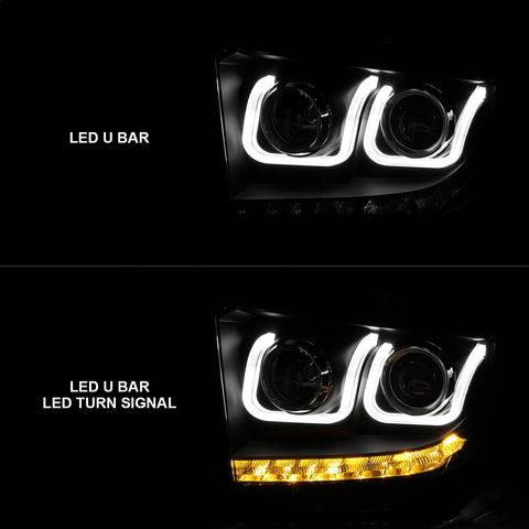 ANZO USA Projector Headlight Set; Clear Lens; Black Housing; Pair; w/U-Bar/DRL;