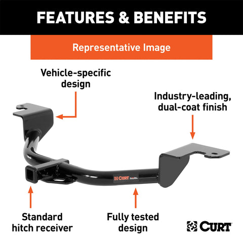 CURT Class 1 Trailer Hitch; 1-1/4in. Receiver; Select Dodge Avenger; Chrysler 200