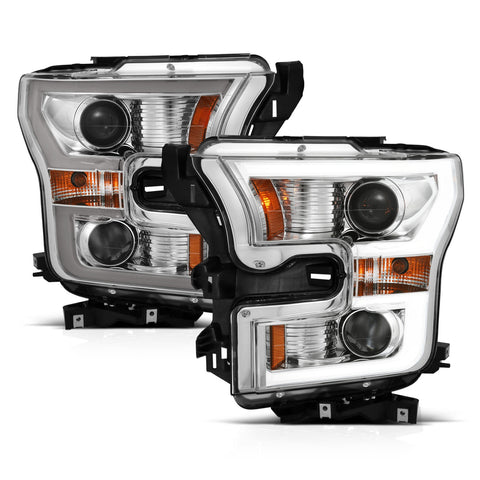 ANZO USA Projector Headlights w/ Plank Style Switchback Chrome w/ Amber