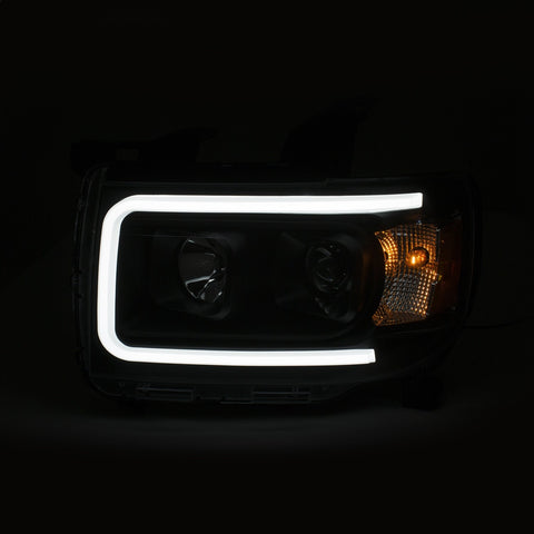 Anzo USA Projector Headlight Set; Plank Style; Clear Lens; Black Housing; Amber; Pair;
