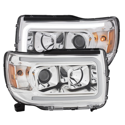ANZO USA Projector Headlights w/ Plank Style Design Chrome w/ Amber