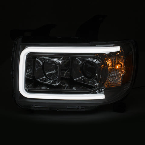 ANZO USA Projector Headlights w/ Plank Style Design Chrome w/ Amber
