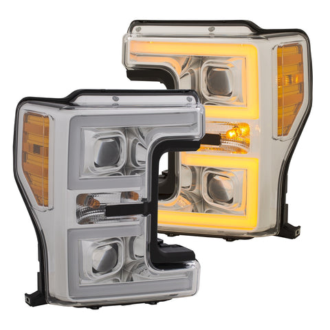 ANZO USA Projector Headlights w/ U-Bar Switchback Chrome w/ Amber