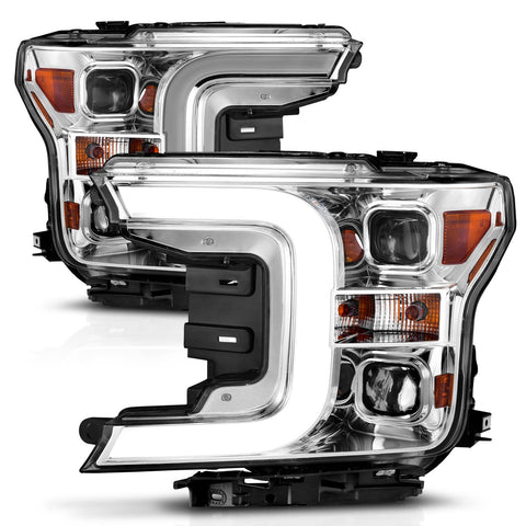 ANZO USA Projector Headlights w/ Plank Style Switchback Chrome w/ Amber