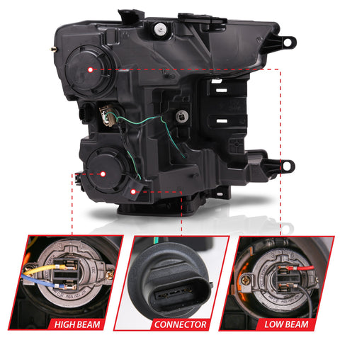 Anzo USA Projector Headlight Set; w/Plank Style Switchback; Black w/Amber; LED;