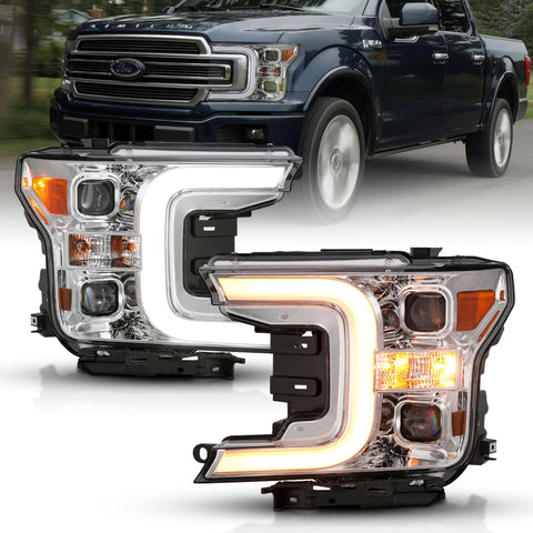 Anzo USA Projector Headlight Set; w/Plank Style Switchback; Black w/Chrome; LED;