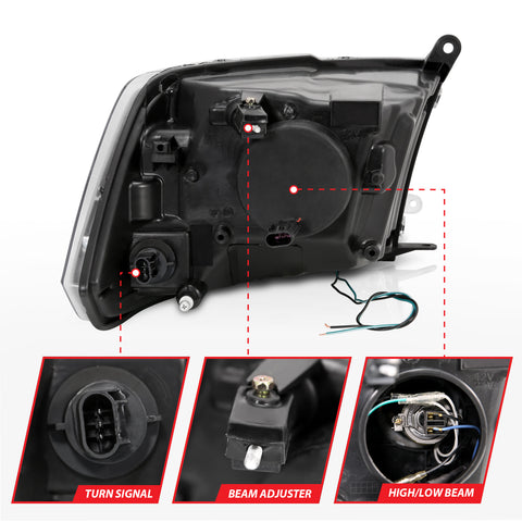 Anzo USA Projector Headlight Set; w/Plank Style Design; Black;