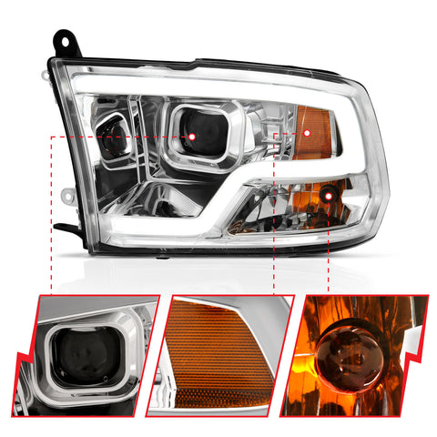 ANZO USA Projector Headlights Plank Style Design Chrome