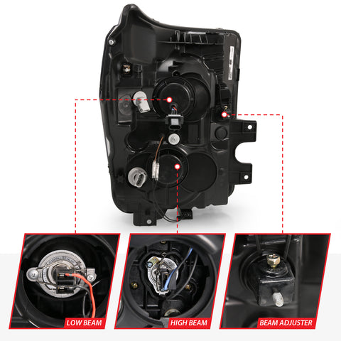 Anzo USA Projector Headlight Set; w/Plank Style Switchback; Black w/Amber; Pair;