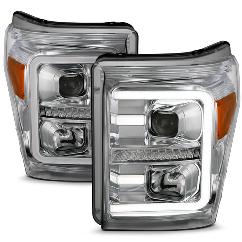 ANZO USA Projector Headlights w/ Plank Style Switchback Chrome w/ Amber