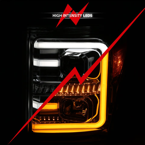 ANZO USA Projector Headlights w/ Plank Style Switchback Chrome w/ Amber
