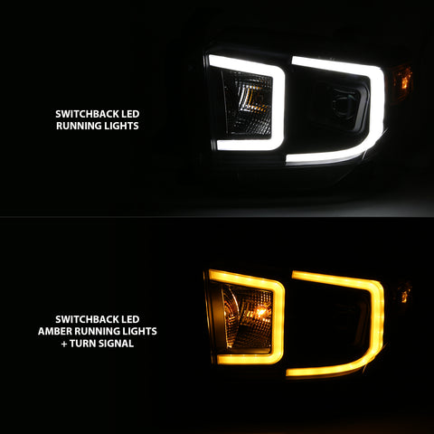 Anzo USA Projector Headlight Set; w/Plank Style Switchback; Black w/Amber; Pair;