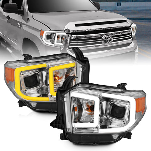 ANZO USA Projector Headlights w/ Plank Style Switchback Chrome w/ Amber