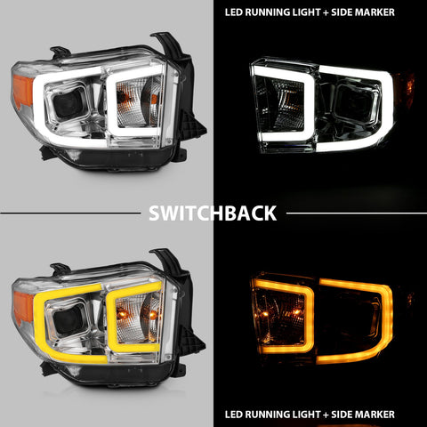 ANZO USA Projector Headlights w/ Plank Style Switchback Chrome w/ Amber