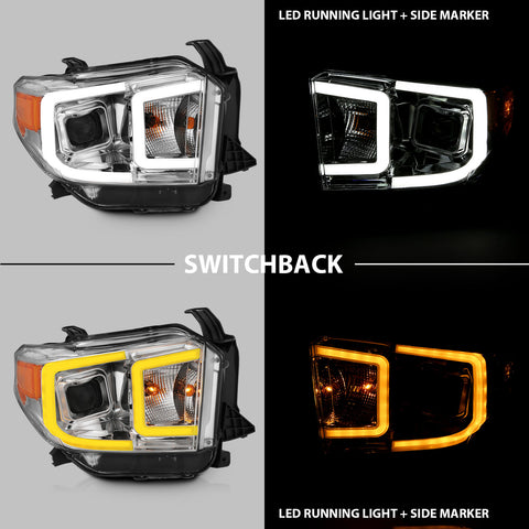 ANZO USA Projector Headlights w/ Plank Style Switchback Chrome w/ Amber