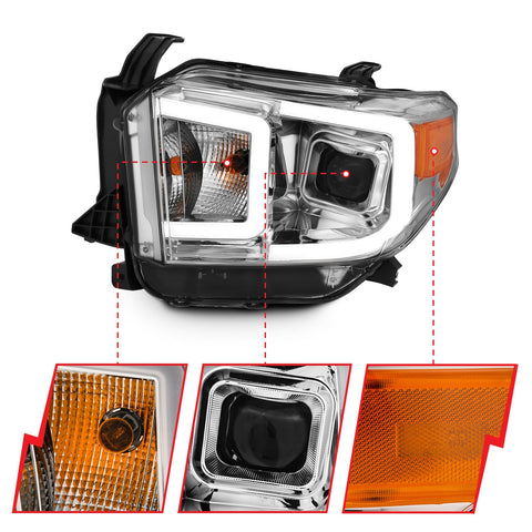 ANZO USA Projector Headlights w/ Plank Style Switchback Chrome w/ Amber