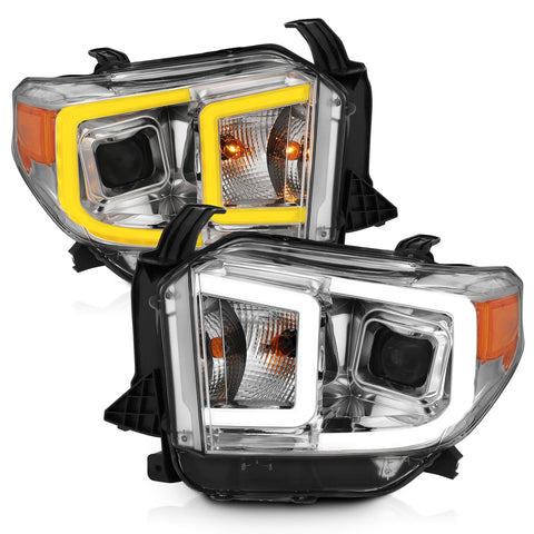 ANZO USA Projector Headlights w/ Plank Style Switchback Chrome w/ Amber