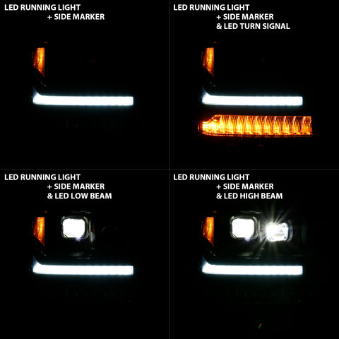 Anzo USA LED Projector Headlight; w/Plank Style; Black w/Amber; Pair;