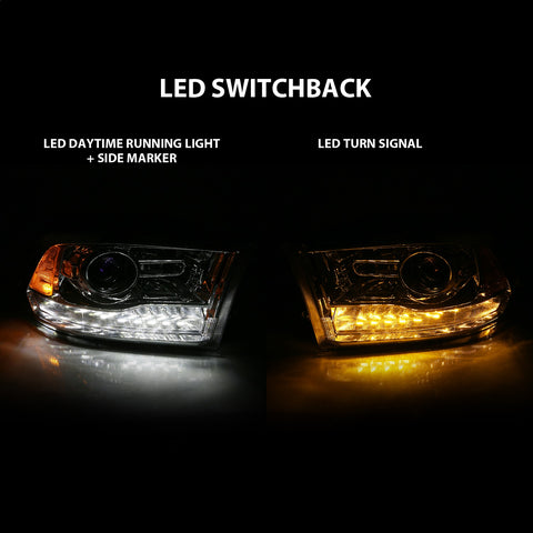 ANZO USA PROJECTOR PLANK STYLE SWITCHBACK H.L HALO CHROME AMBER (OE STYLE)