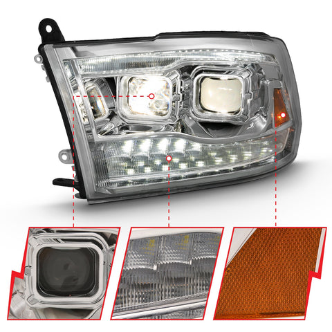 Anzo USA Projector Headlight Set; w/Switchback; Black w/Amber; Pair;
