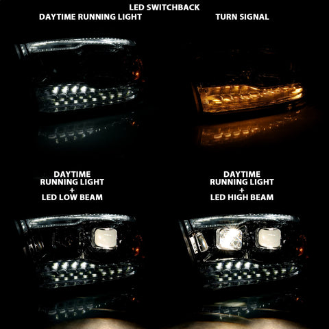 Anzo USA Projector Headlight Set; w/Switchback; Black w/Amber; Pair;